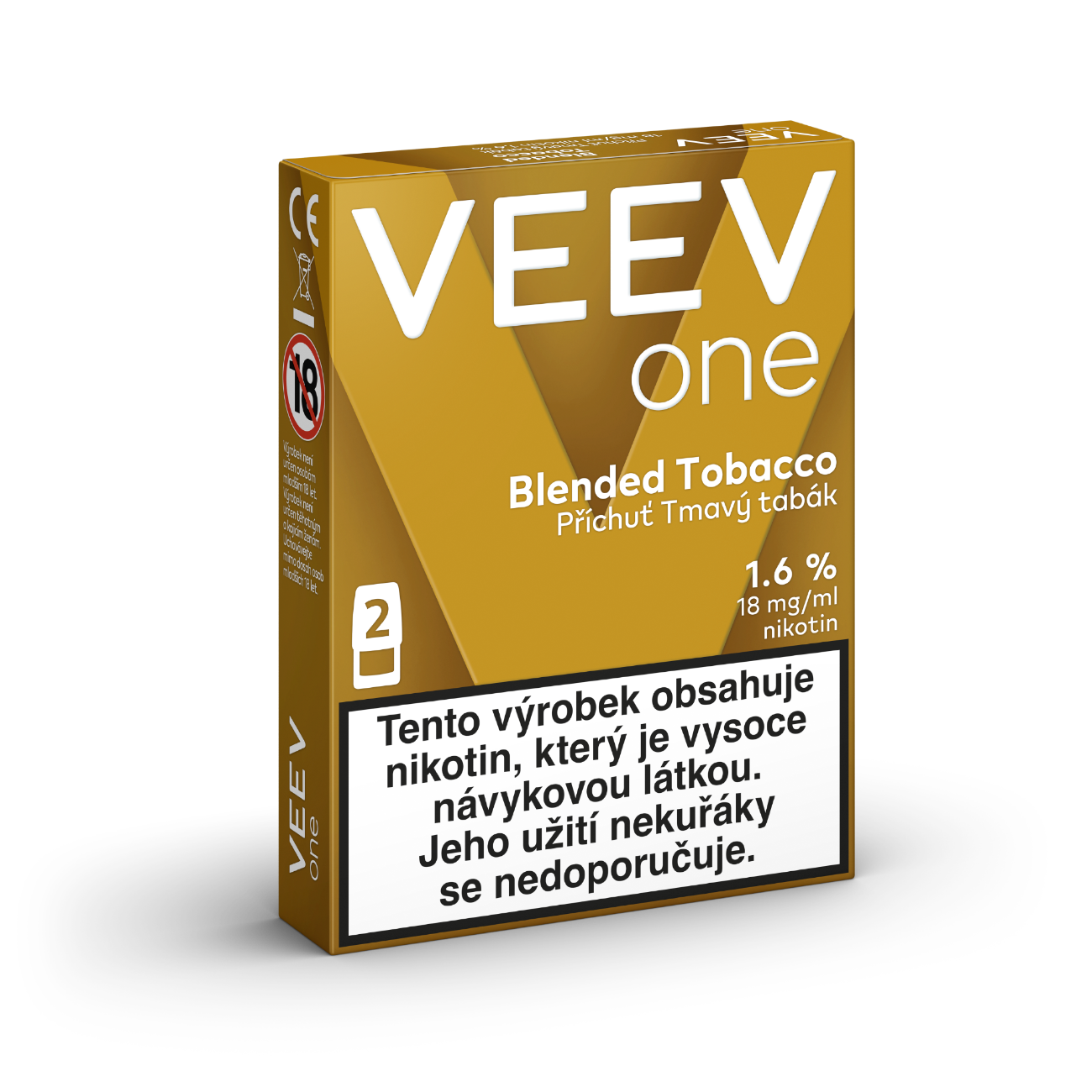 VEEV ONE Blended Tobacco – předplněné PODy pro elektronickou cigaretu VEEV ONE, 2 náplně s tabákovou příchutí, exotickým ovocem a kakaovými tóny, až 2000 potáhnutí