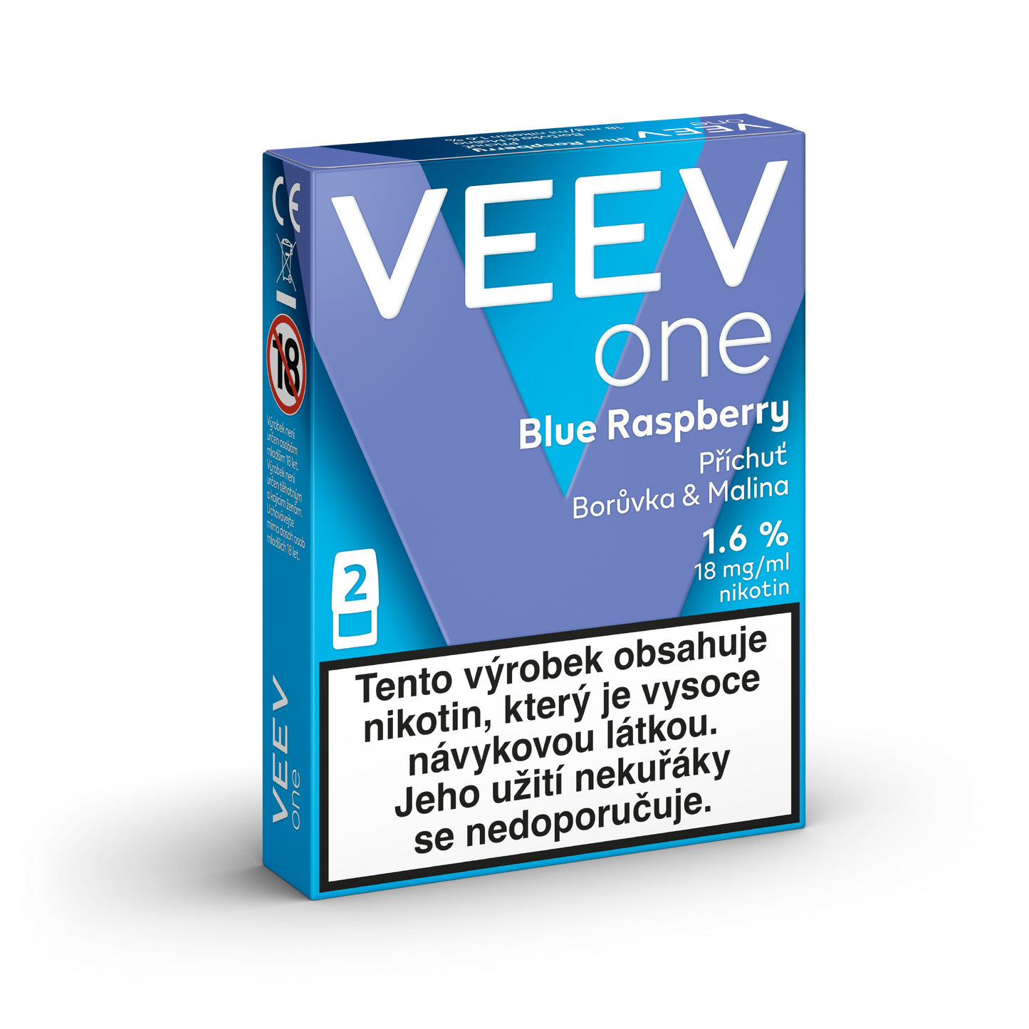 VEEV ONE Blue Raspberry – předplněné PODy pro elektronickou cigaretu VEEV ONE s příchutí borůvek a malin, 2 náplně, až 2000 potáhnutí