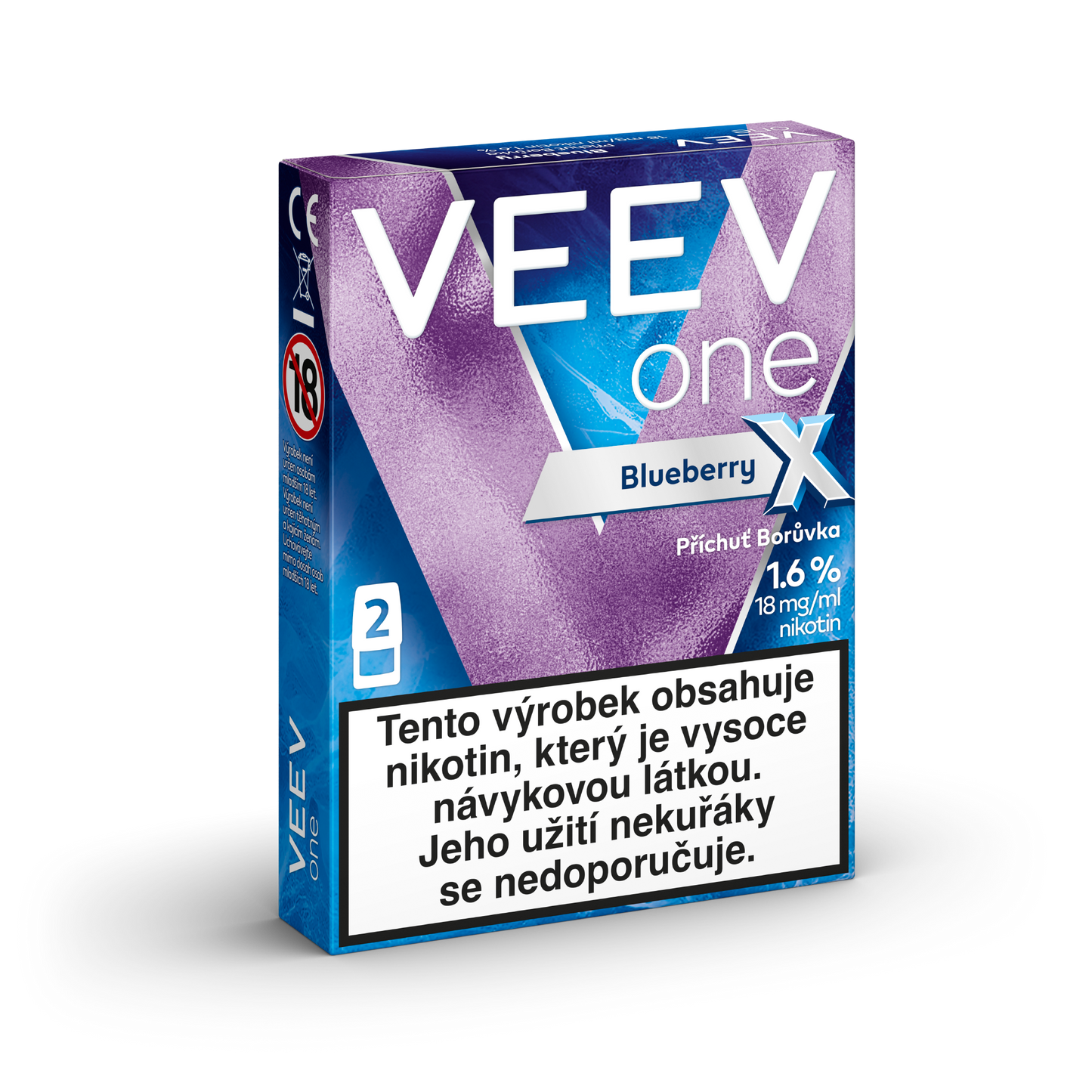 VEEV ONE Blueberry X – předplněné PODy pro elektronickou cigaretu VEEV ONE s extra intenzivní příchutí borůvek, 2 náplně, až 2000 potáhnutí
