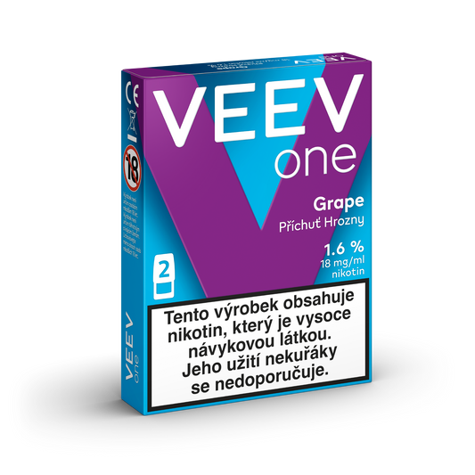 VEEV ONE Grape – předplněné PODy pro elektronickou cigaretu VEEV ONE s příchutí hroznového vína, 2 náplně, až 2000 potáhnutí