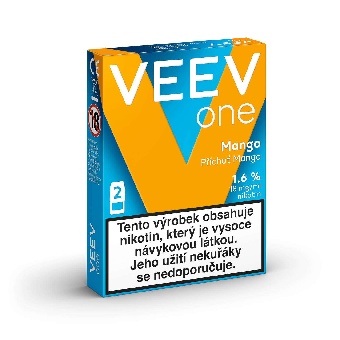 VEEV ONE Mango – předplněné PODy pro elektronickou cigaretu VEEV ONE s příchutí tropického manga, 2 náplně, až 2000 potáhnutí