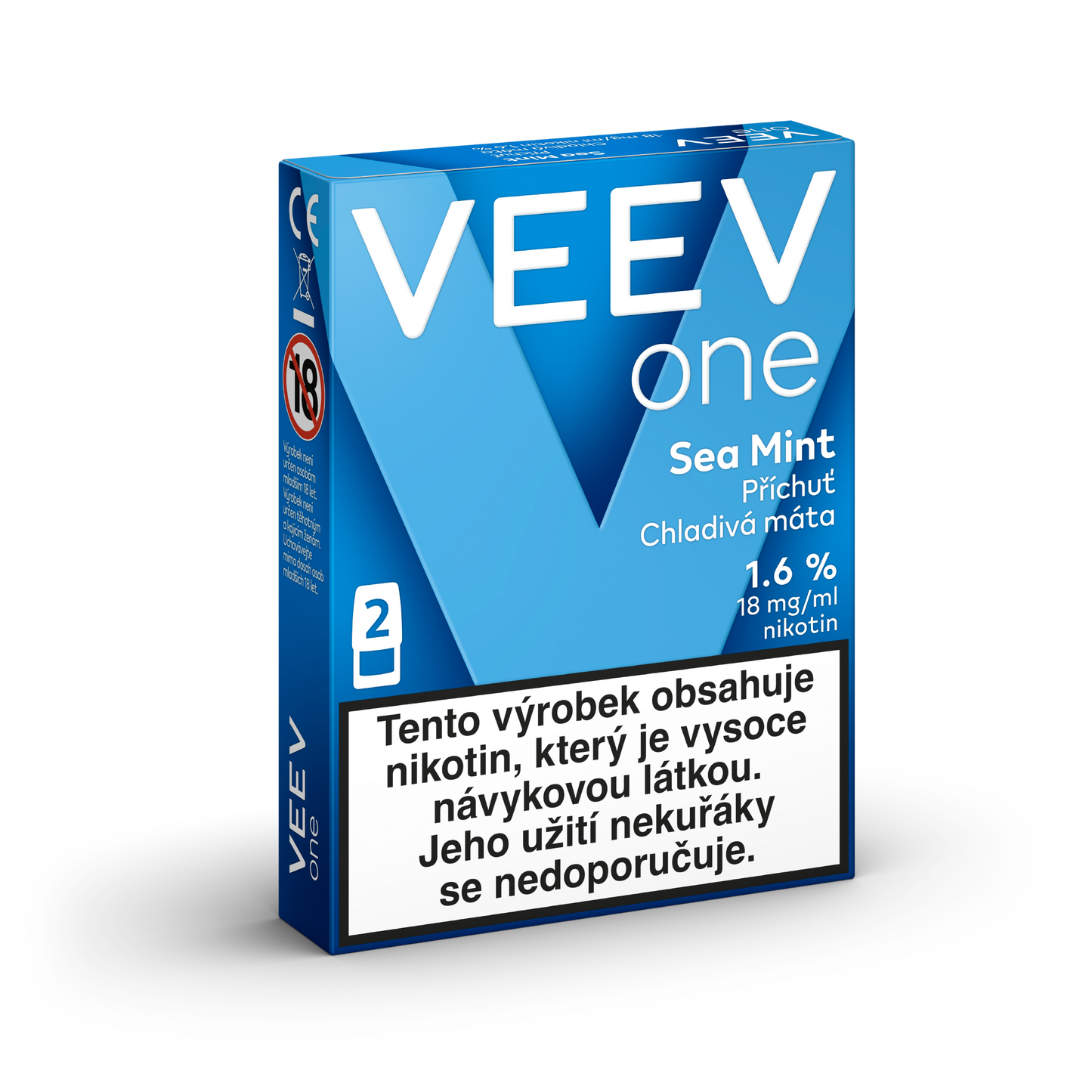 VEEV ONE Sea Mint – předplněné PODy pro elektronickou cigaretu VEEV ONE se svěží mátovou příchutí, 2 náplně, až 2000 potáhnutí
