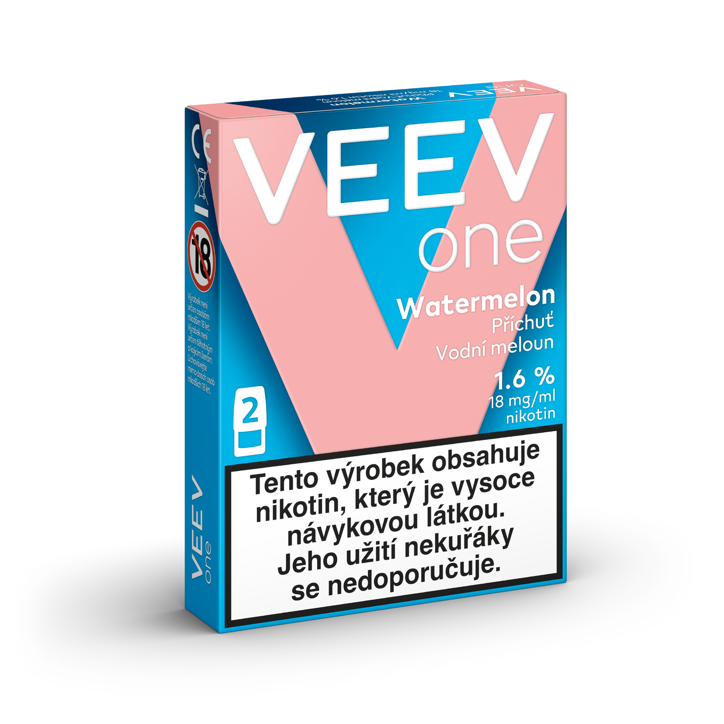 VEEV ONE Watermelon – předplněné PODy pro elektronickou cigaretu VEEV ONE s příchutí šťavnatého vodního melounu, 2 náplně, až 2000 potáhnutí