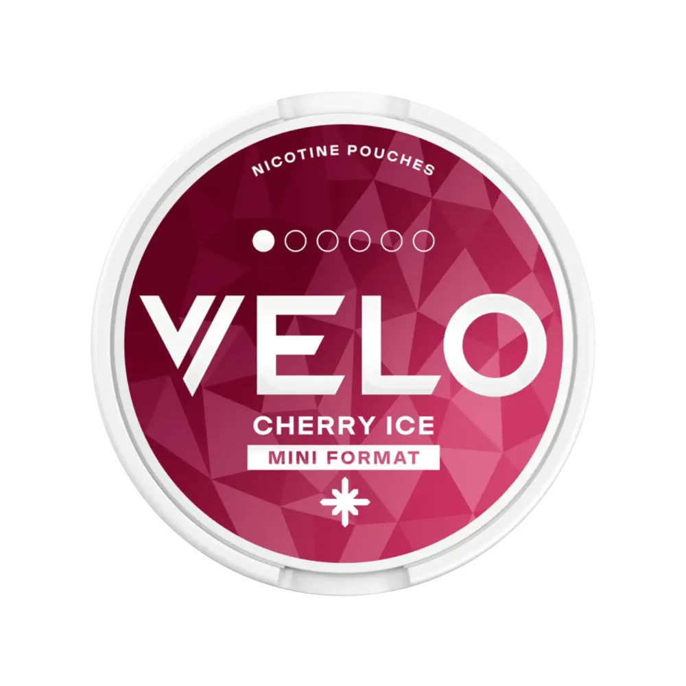 Nikotinové sáčky VELO Cherry Ice Mini 4 mg s příchutí sladké třešně, citrusovým tónem a chladivým efektem