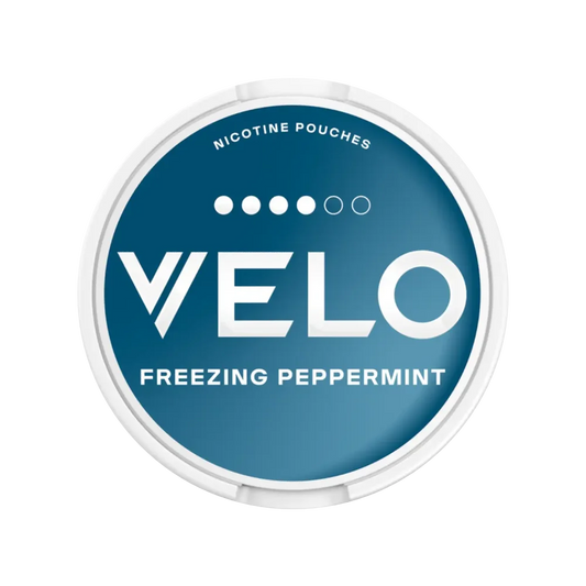 Nikotinové sáčky VELO Freezing Peppermint s mátovou chutí. 10,9 mg nikotinu v sáčku.