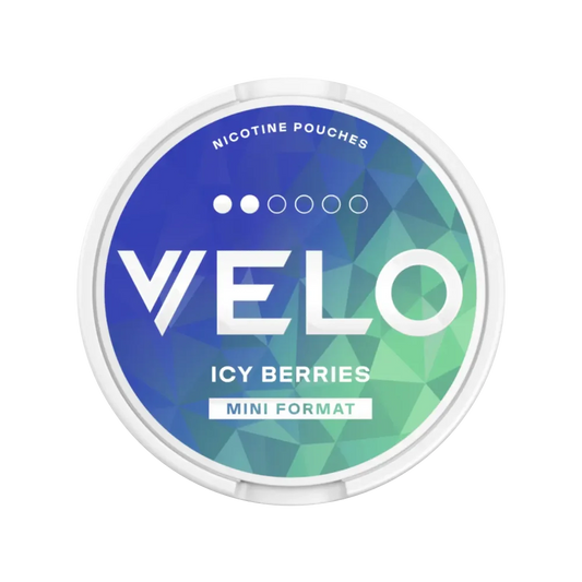 Nikotinové sáčky VELO Mini Icy Berries – směs bobulí s mentolem . 6 mg nikotinu v sáčku.