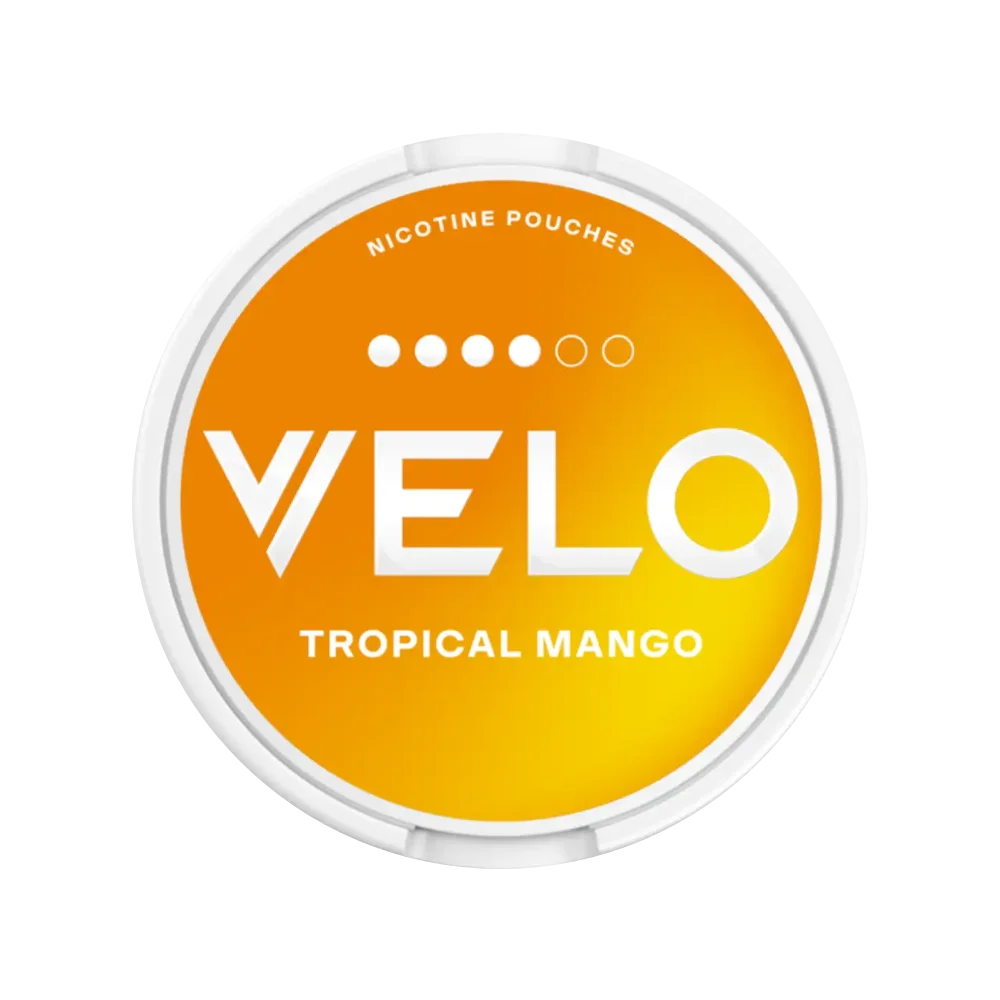 Nikotinové sáčky VELO Tropical Mango – tropická sladkost manga. 10,9 mg nikotinu v každém sáčku.