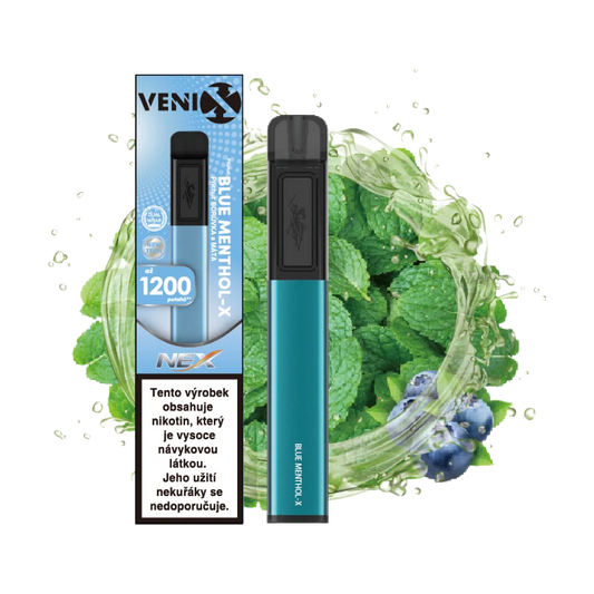 VENIX NEX Blue Menthol-X jednorázová elektronická cigareta s příchutí borůvka a mentol, 18 mg/ml