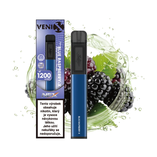 VENIX NEX Blue Raspberry-X jednorázová elektronická cigareta s příchutí modrá malina, 18 mg/ml