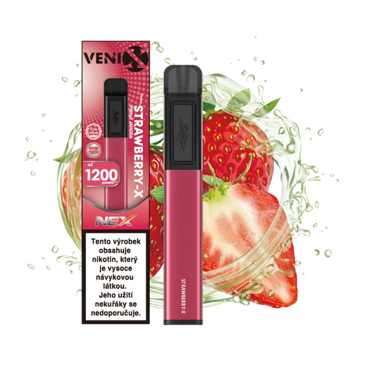 VENIX NEX Strawberry-X jednorázová elektronická cigareta s příchutí jahoda, 18 mg/ml
