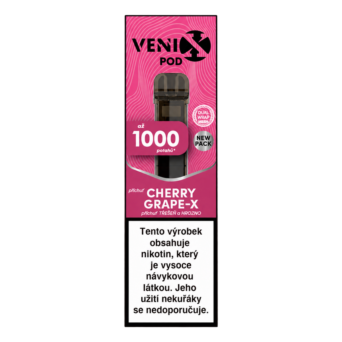 Předplněná cartridge VENIX POD DM Cherry Grape-X 18 mg/ml s příchutí třešní a hroznového vína, 2 ml a až 1000 potahů