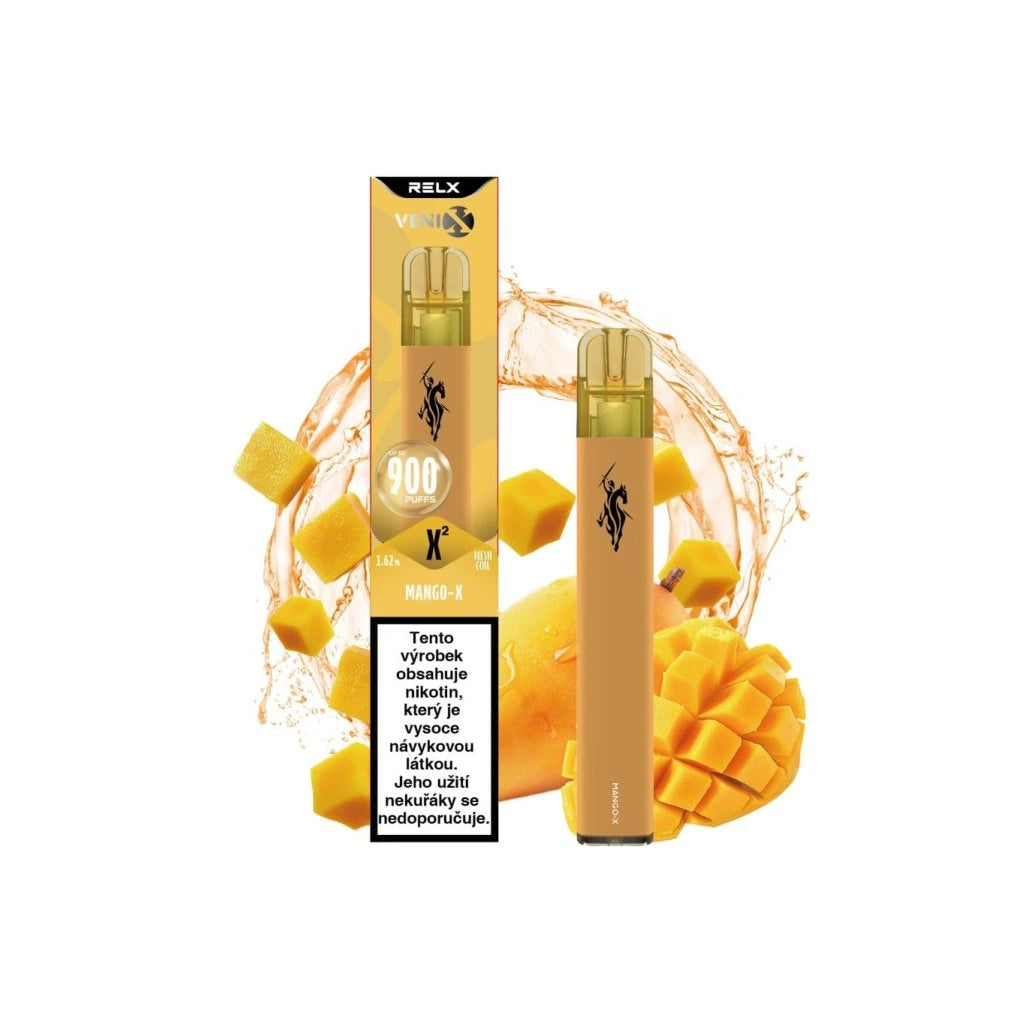 Jednorázová e-cigareta VENIX X2 Mango‑X s sladkou a šťavnatou chutí manga, až 900 potahů a hladký nikotinový zážitek