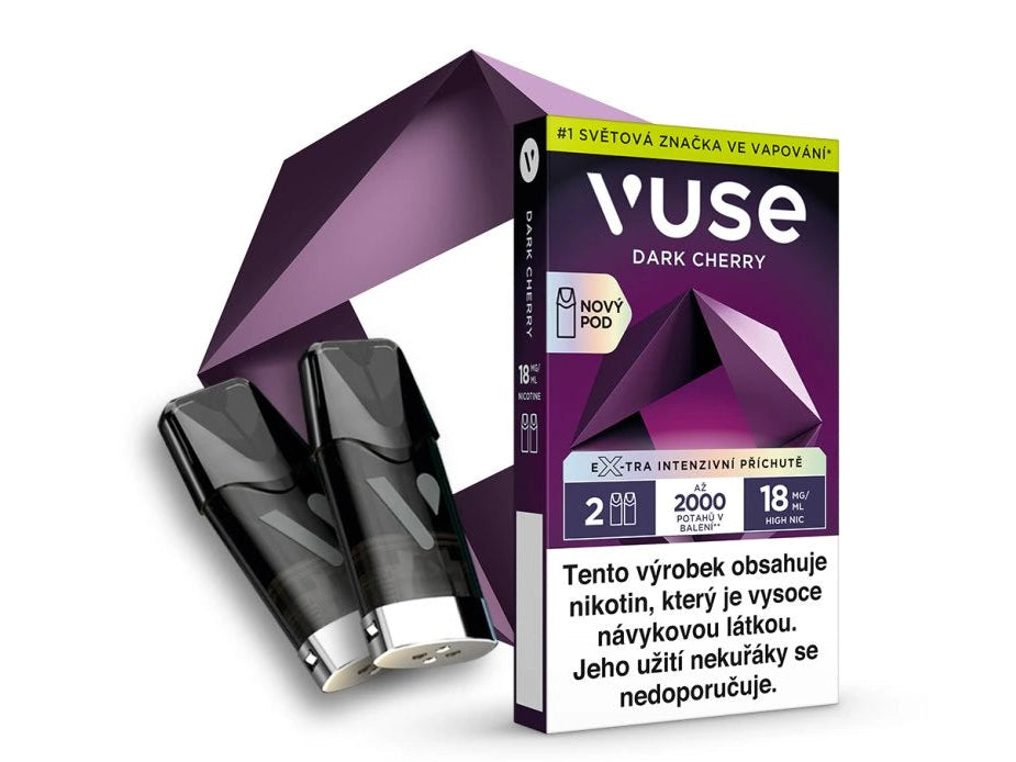 Vuse Pod Dark Cherry 18 mg 2 ks předplněné náplně do elektronické cigarety s chutí tmavých třešní a červeného ovoce