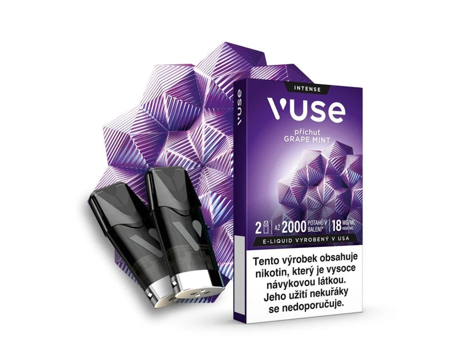 Vuse Pod Grape Mint 18 mg 2 ks předplněné náplně do elektronické cigarety s chutí černého hroznu a mentolu
