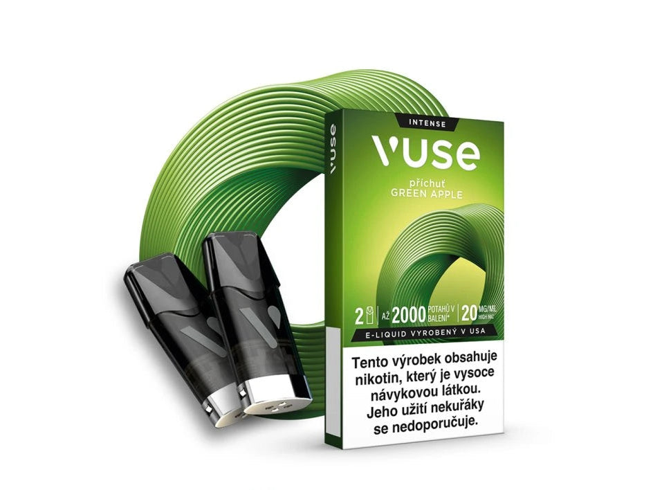 Vuse Pod Green Apple 20 mg 2 ks předplněné náplně do elektronické cigarety s chutí zeleného jablka a kyselého nádechu