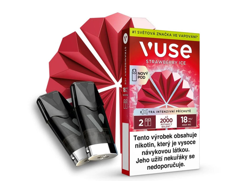 Vuse Pod Strawberry Ice 18 mg 2 ks předplněné náplně do elektronické cigarety s chutí jahod a chladivým mentolovým efektem