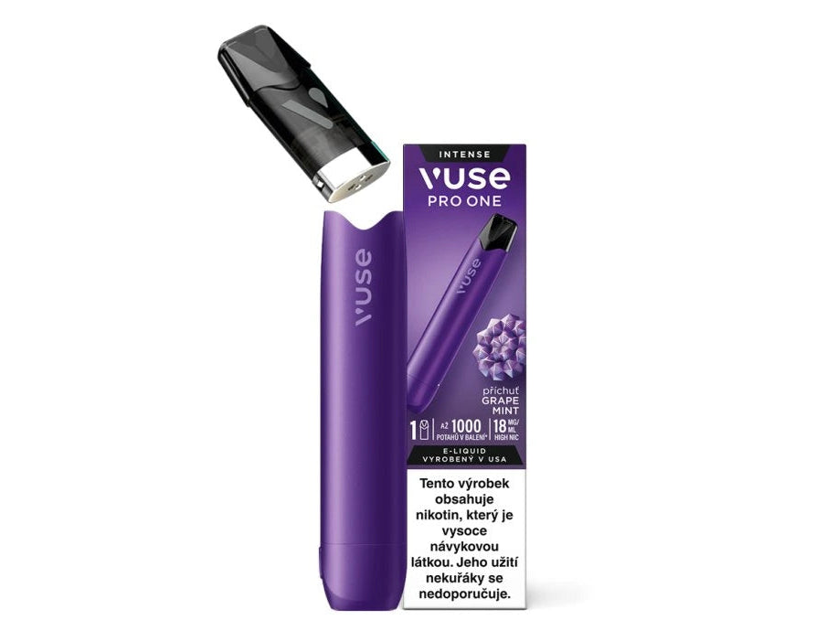 Vuse Pro One Grape Mint 18 mg set zařízení a podu s chutí černého hroznu a chladivého mentolu