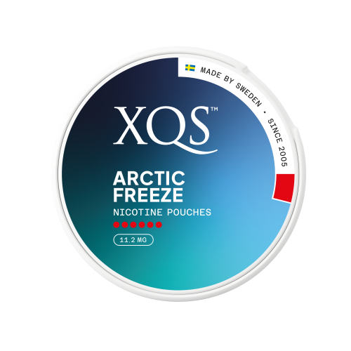 Mentolové nikotinové sáčky XQS Arctic Freeze Ultra Slim s výrazně chladivou příchutí, 11,2 mg nikotinu na sáček.