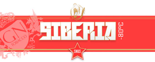 Logo Siberia s bílým textem na červeném pozadí, nahoře malá žlutá ikona s medvědem