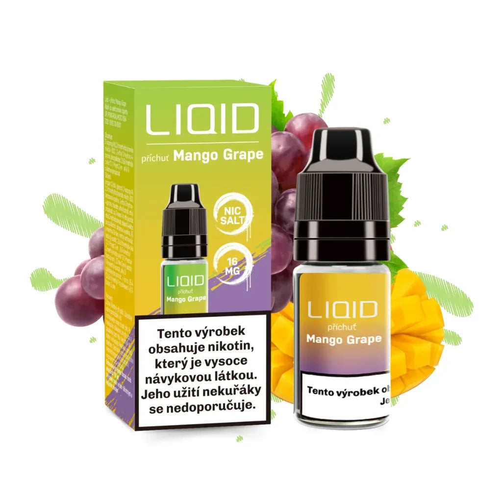 LIO LIQUID Salt Mango Grape – e-liquid s příchutí manga a hroznů, 10 ml, nikotinová sůl 16 mg/ml
