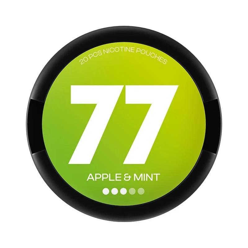 77 Apple & Mint 10,4 mg Slim nikotinové sáčky s příchutí šťavnatého jablka a svěží máty, balení 20 kusů
