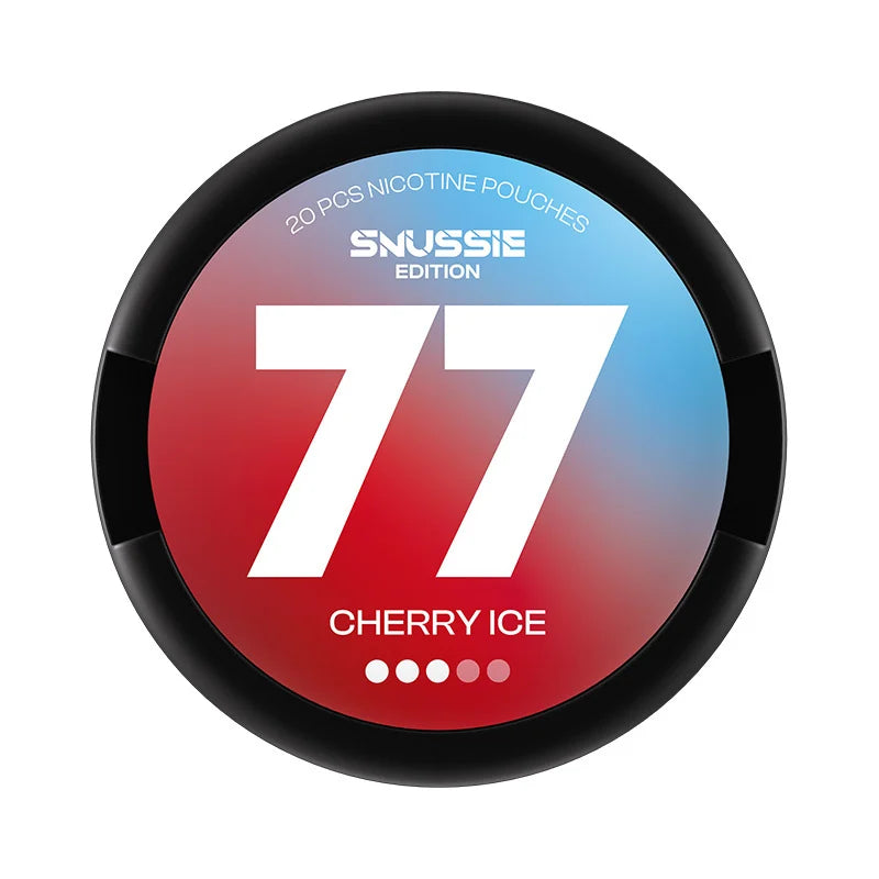 77 Cherry Ice 10,4 mg Slim třešňové nikotinové sáčky s výraznou ovocnou příchutí a chladivým ice efektem, balení 20 ks