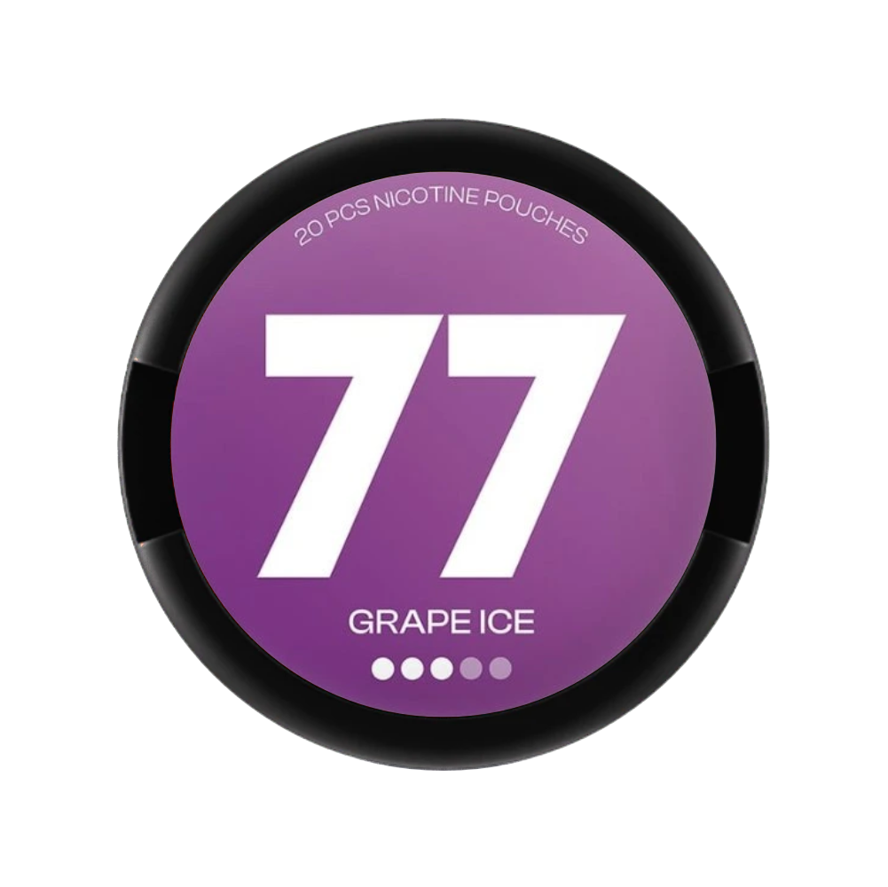 77 Grape Ice hroznové nikotinové sáčky 10,4 mg ve Slim formátu se sladkou ovocnou chutí a chladivým ice efektem