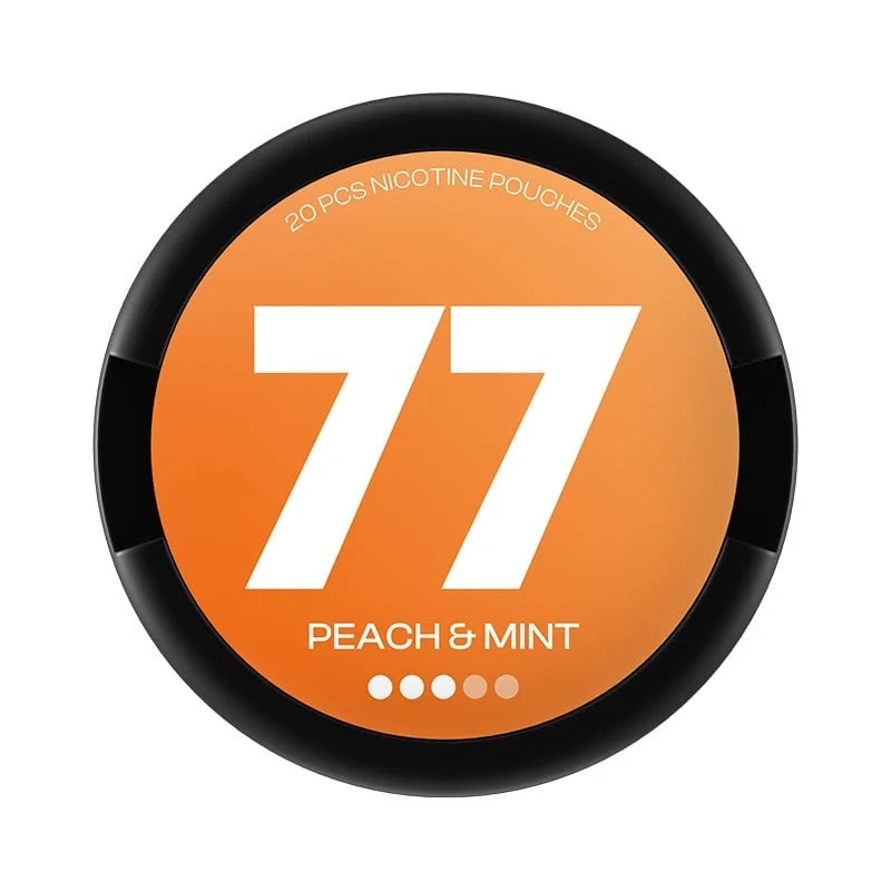 77 Peach & Mint 10,4 mg Slim nikotinové sáčky s příchutí šťavnaté broskve a svěží máty, balení 20 sáčků