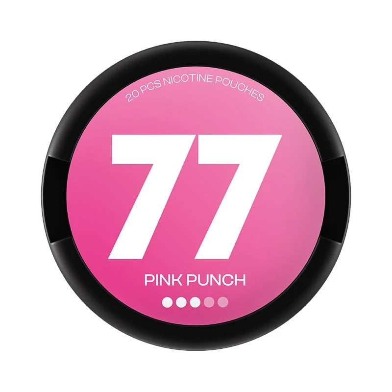 77 Pink Punch 10,4 mg Slim nikotinové sáčky s výraznou tropickou ovocnou příchutí a sladším fruit mix profilem