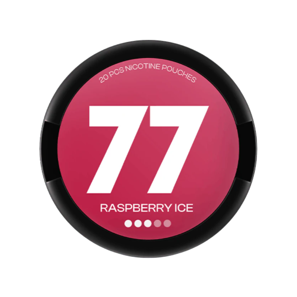 77 Raspberry Ice malinové nikotinové sáčky 10,4 mg ve Slim formátu s výraznou ovocnou chutí a chladivým ice efektem