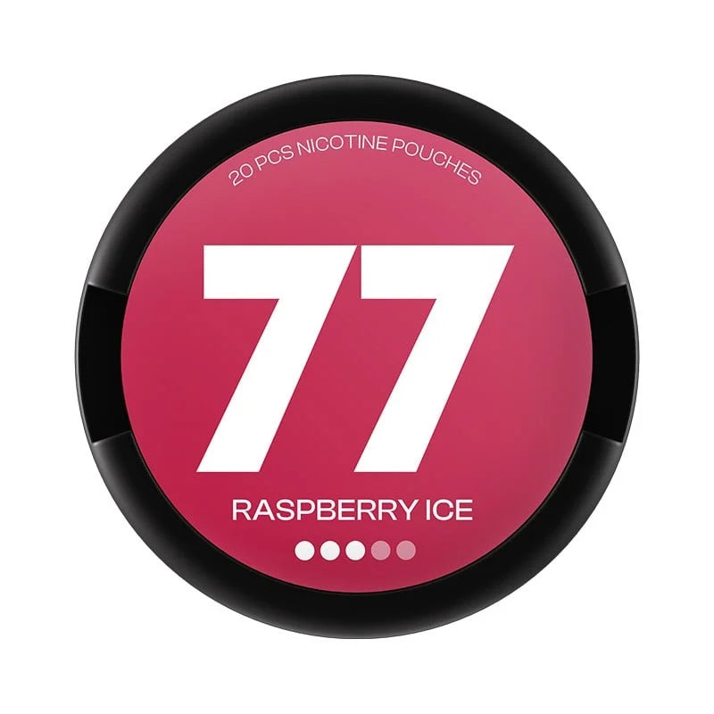 77 Raspberry 10,4 mg Slim malinové nikotinové sáčky se šťavnatou sladkokyselou berry příchutí, balení 20 sáčků