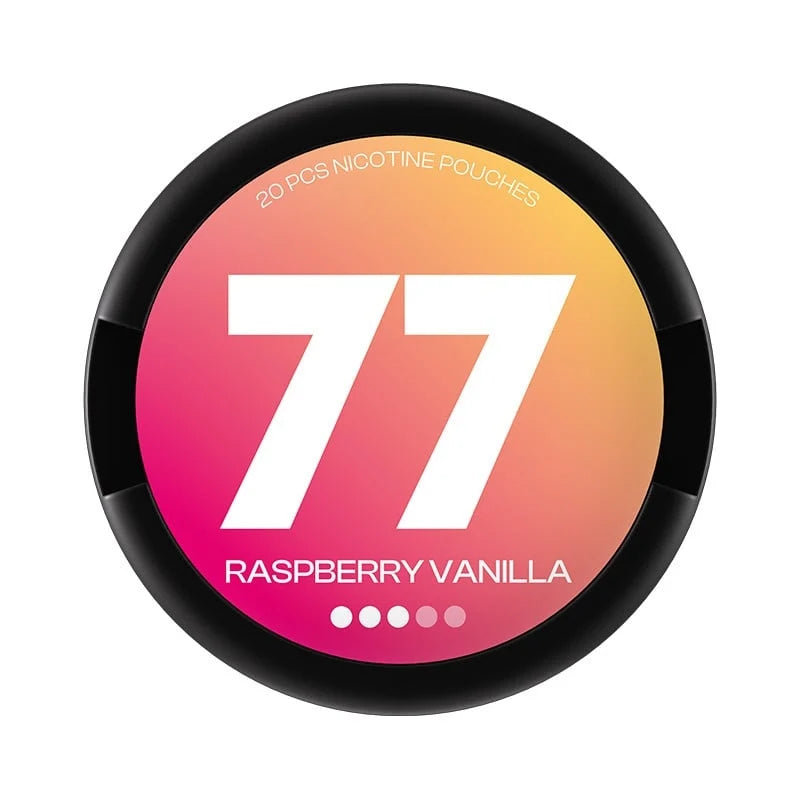 77 Raspberry & Vanilla 10,4 mg Slim nikotinové sáčky s malinovou a vanilkovou příchutí, ovocně-dezertní profil, balení 20 ks