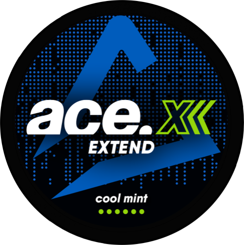 Nikotinové sáčky ACE X EXTEND Cool Mint s výraznou mentolovou chutí a mírně nasládlým nádechem, 10 mg nikotinu na sáček, chladivý efekt pro dlouhotrvající a vyvážený zážitek v diskrétním slim formátu