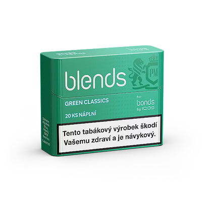 Krabička BLENDS Green Classics s jemnou tabákovou chutí a chladivými tóny
