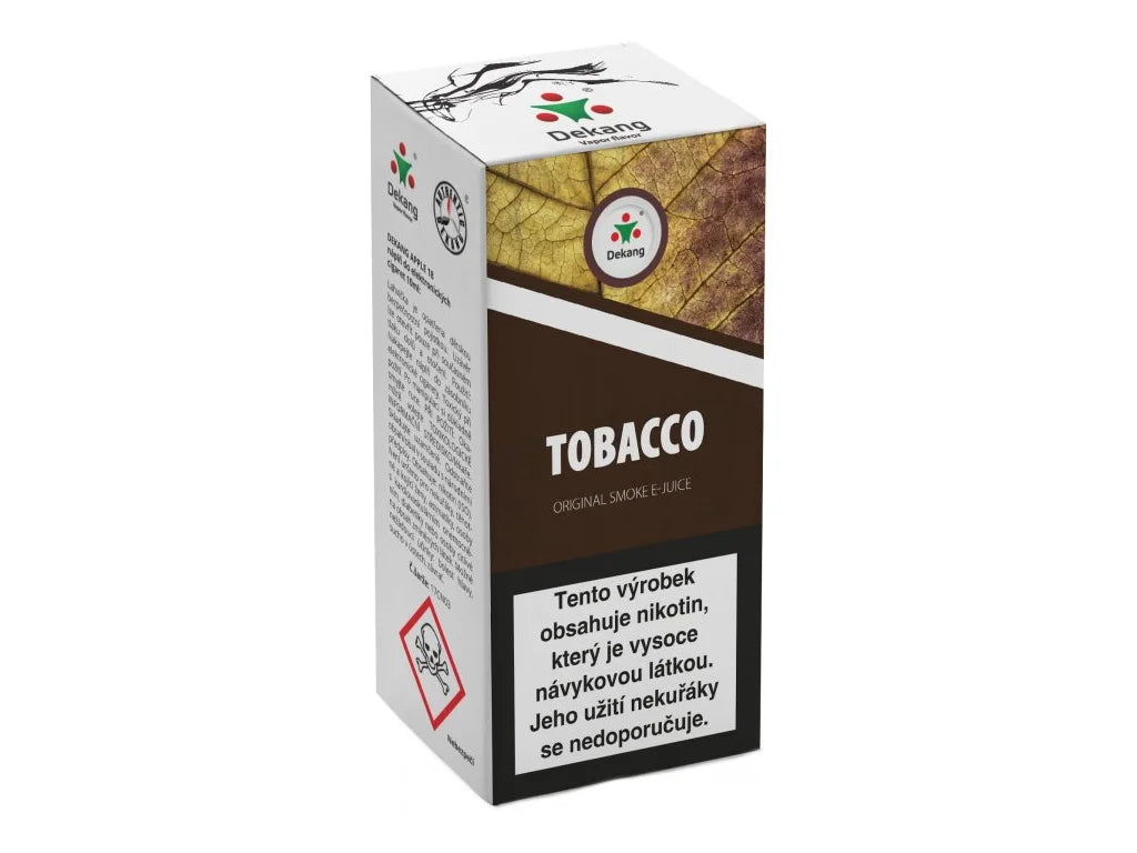 Dekang Tobacco 10 ml jemný tabákový e-liquid s klasickým nikotinem, poměr 30 VG / 70 PG, varianty 3 až 18 mg/ml