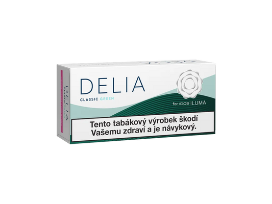 DELIA Classic Green karton – tabákové náplně pro IQOS ILUMA s chladivými mentolovými tóny