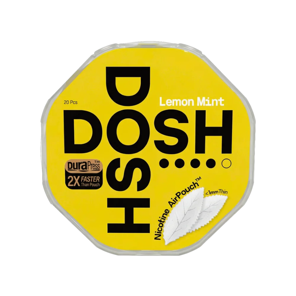 DOSH Lemon Mint 7,5 mg nikotinové sáčky – osvěžující kombinace citrónu a mentolu pro jemný nikotinový efekt. 20 sáčků v balení s vyváženou ovocnou svěžestí.