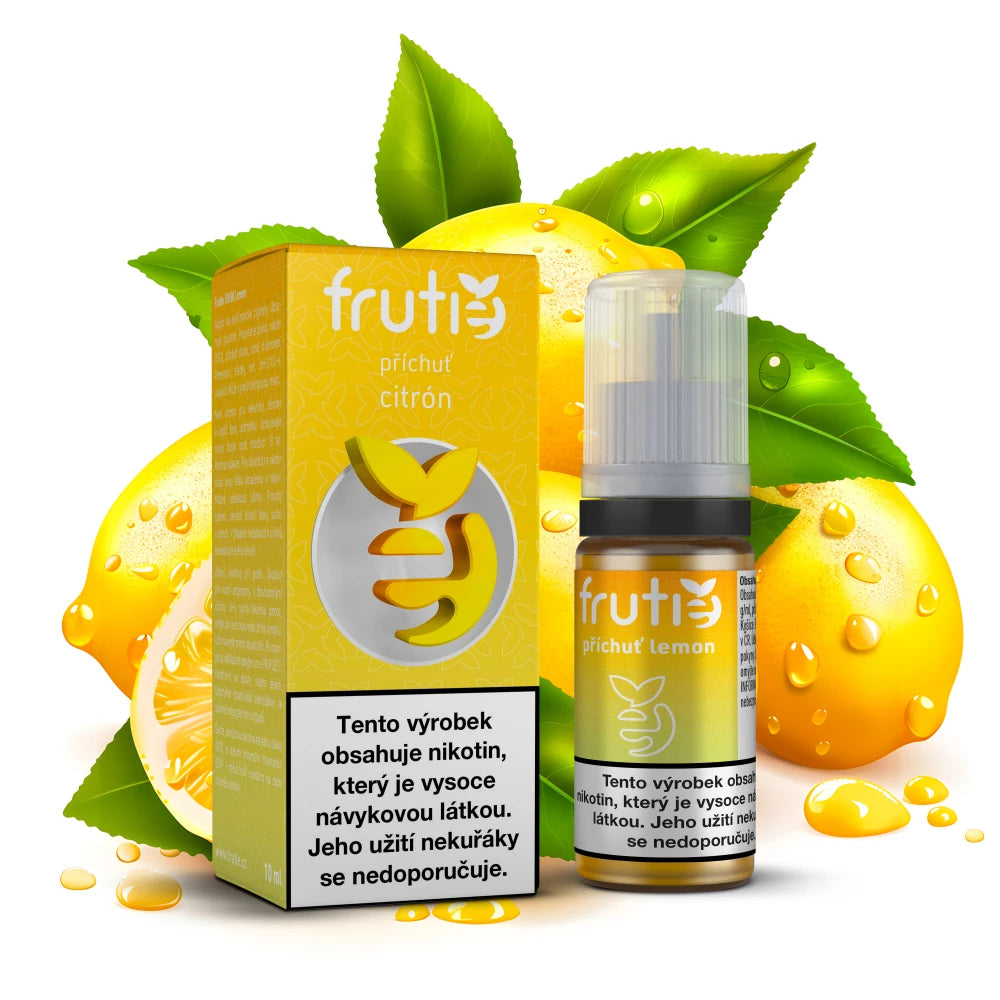 E-liquid Frutie Lemon 10 ml, svěží citronová příchuť s klasickým nikotinem 12 mg/ml a poměrem PG/VG 50/50