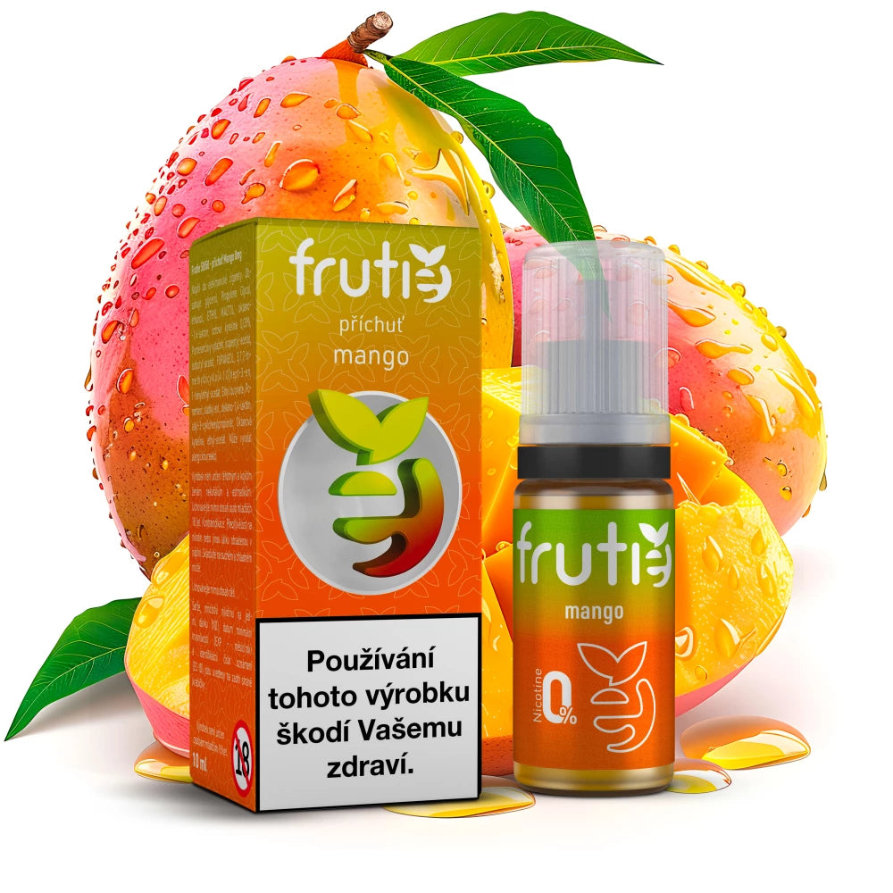E-liquid Frutie 50/50 Mango 10 ml, lahvička s tropickou mangovou příchutí bez nikotinu, 0 mg/ml