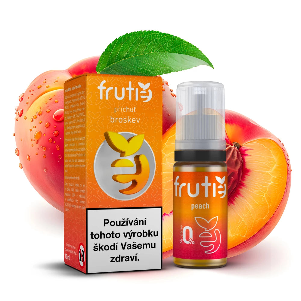 E-liquid Frutie 50/50 Peach 10 ml – broskvová náplň do elektronické cigarety bez nikotinu, 0 mg/ml