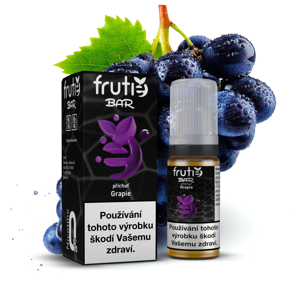E-liquid Frutie Bar Salt Grapie 10 ml s příchutí sladkého hroznového vína, varianta bez nikotinu 0 mg/ml