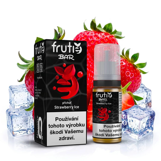 E-liquid Frutie Bar Salt Strawberry Ice 10 ml s příchutí sladkých jahod a ledovým efektem, bez nikotinu 0 mg/ml