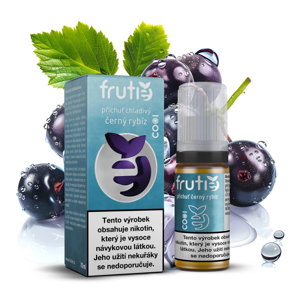 Frutie Cool 50/50 Blackcurrant – ovocná náplň do elektronické cigarety s ledovým rybízem, objem 10 ml a síla nikotinu 18 mg/ml