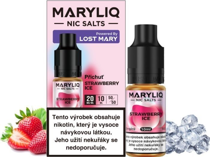 Krabička a lahvička e-liquidu Maryliq Strawberry Ice 20mg by Elf Bar