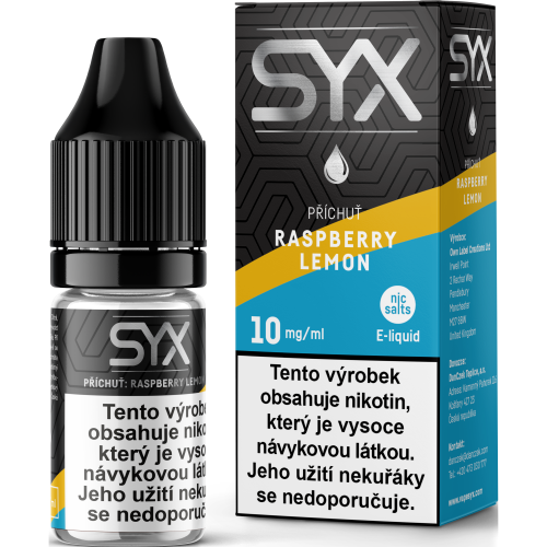 E-liquid SYX Raspberry Lemon 10ml s nikotinovou solí 10 mg, příchuť malina a citron