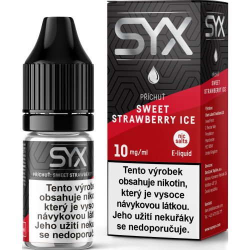 E-liquid SYX Sweet Strawberry Ice 10ml s nikotinovou solí 10 mg, příchuť jahoda a led