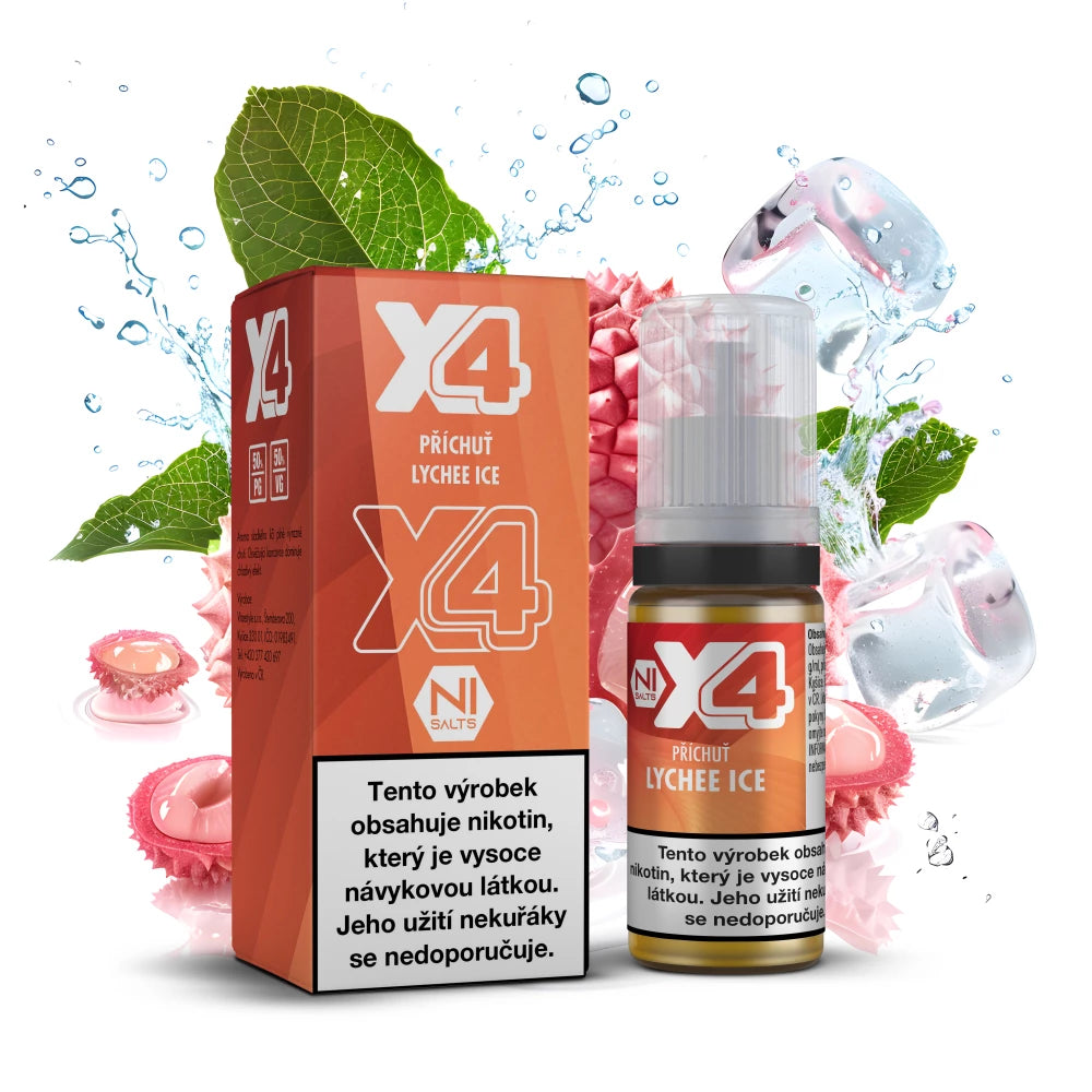 X4 Bar Juice Lychee Ice – chladivý e-liquid s příchutí sladkého liči, 10 ml, nikotinová sůl 20 mg/ml