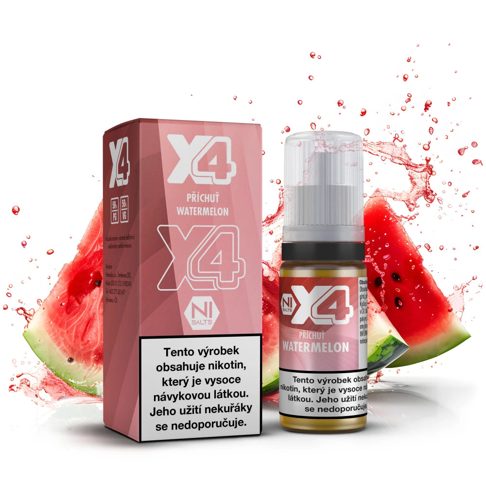 E-liquid X4 Bar Juice Watermelon 10 ml s příchutí vodního melounu, nikotinová sůl 10 mg/ml