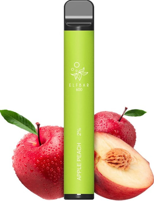 Elf Bar 600 Apple Peach jednorázová e-cigareta 20 mg s příchutí jablka a broskve disposable vape 600 potahů