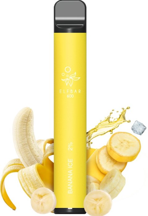 Elf Bar 600 Banana Ice jednorázová e-cigareta 20 mg s příchutí banánu a chladivého ice efektu disposable vape 600 potahů